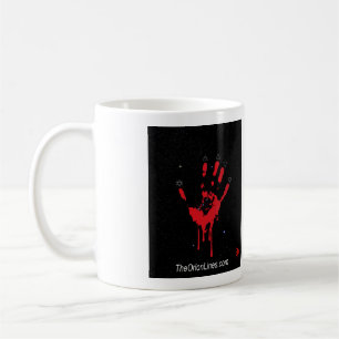 bloody hand over orion mug