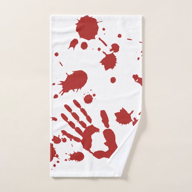 Bloody Hand Print Spatter Halloween Hand Towel (Hand Towel)