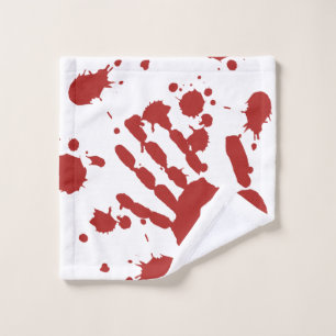 Bloody Hand Print Spatter Halloween Wash Cloth