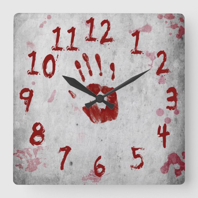 Bloody Handprint and Splatters - Wall Clock (Front)