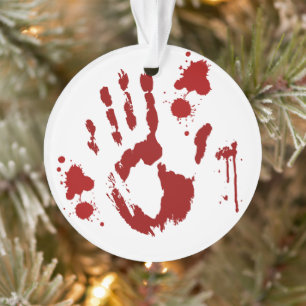 Bloody Handprint Blood Splatter Ornament