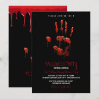 Bloody Handprint Halloween Party Invitation