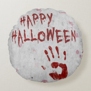 Bloody Handprint Halloween Round Pillow