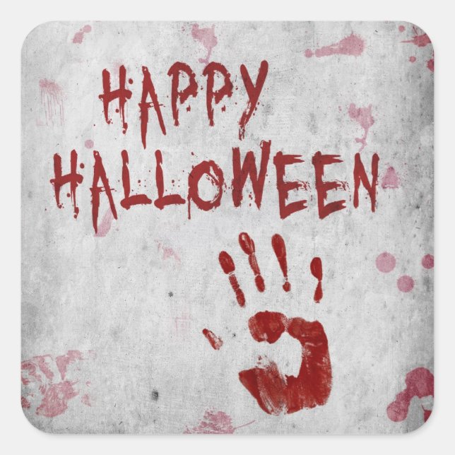 Bloody Handprint Halloween Square Sticker (Front)