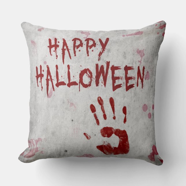 Bloody Handprint Halloween Throw Pillow (Front)