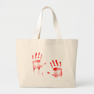 Bloody hands large tote bag