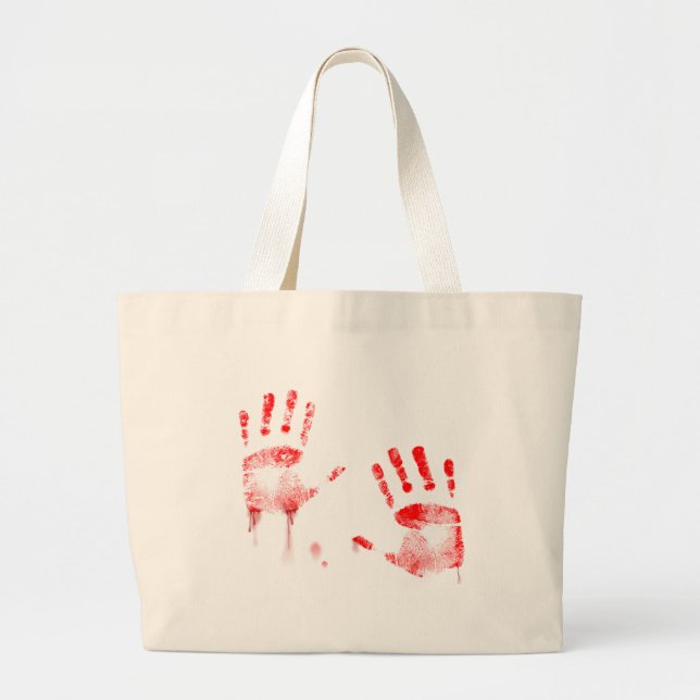 Bloody hands large tote bag (Front)