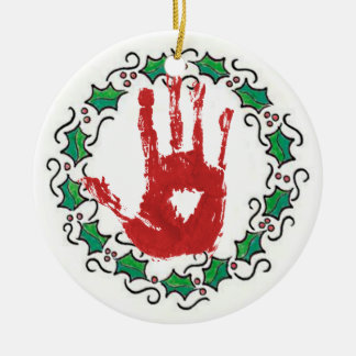 Bloody Holiday Hand Ceramic Ornament