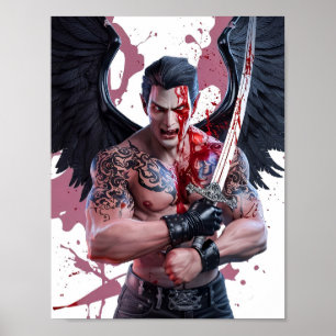 Bloody Homme Vampire Guerrier Poster Art