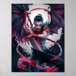 Bloody Homme Vampire Guerrier Poster Art