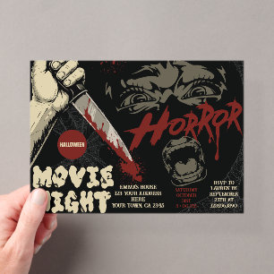 Bloody Knife Horror Halloween Movie Night Acrylic Invitations