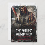 Bloody Knife & Scary Halloween Mask Party Invitation<br><div class="desc">Customize for any event</div>