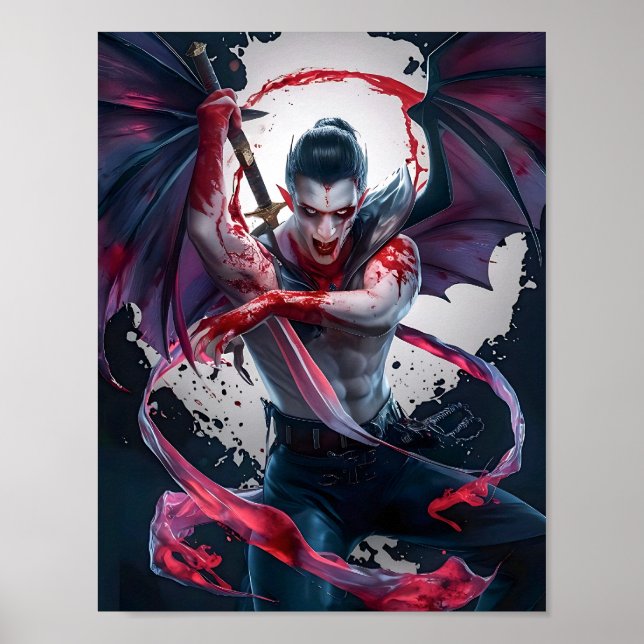 Bloody Male Vampire Warrior Poster Art (Front)