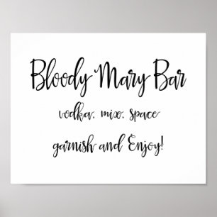 Bloody Mary Bar Sign   Simple Calligraphy