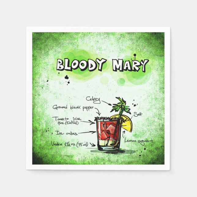 Bloody Mary Bartender Drink Recipe Napkin (Front)