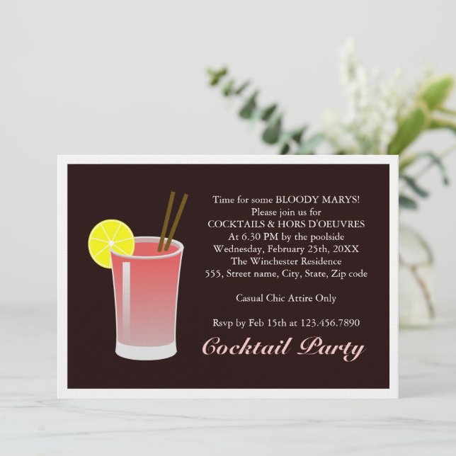 Bloody Mary Cocktail Invitation (Standing Front)