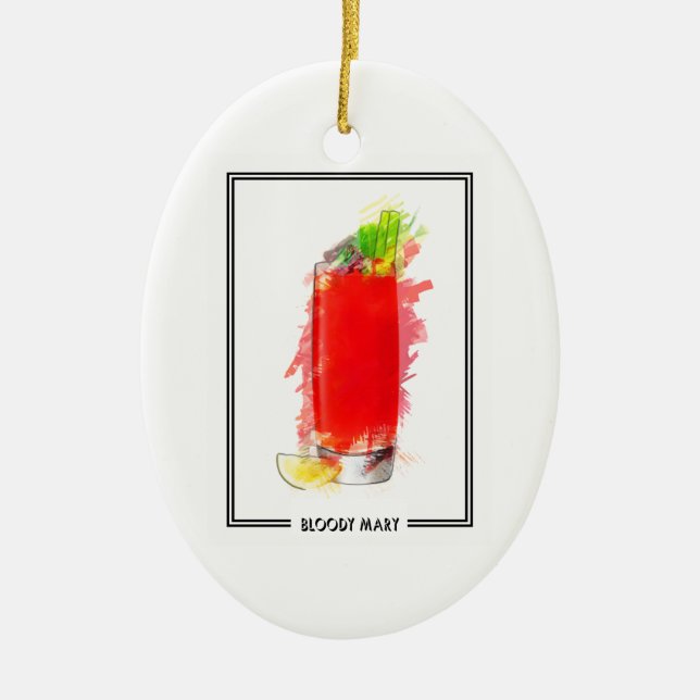 Bloody Mary Cocktail Marker Sketch Ceramic Ornament (Front)