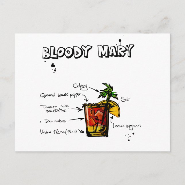 Bloody Mary Cocktail Recipe Postcard (Front)