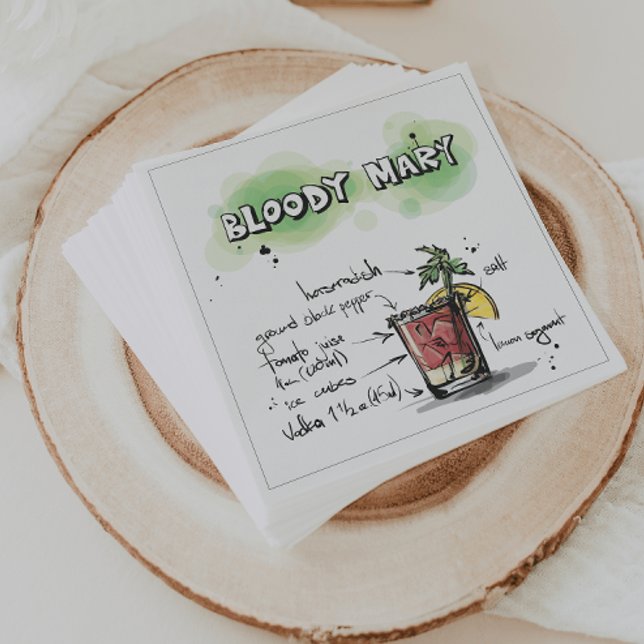 Bloody Mary Drink Recipe Cocktail Napkin (Creator Uploaded)