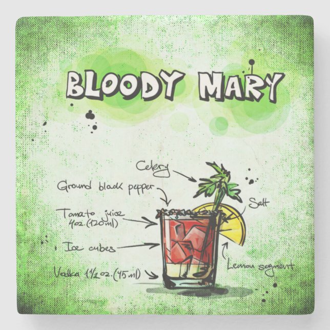 Bloody Mary Drink Recipe Stone Coaster (Front)