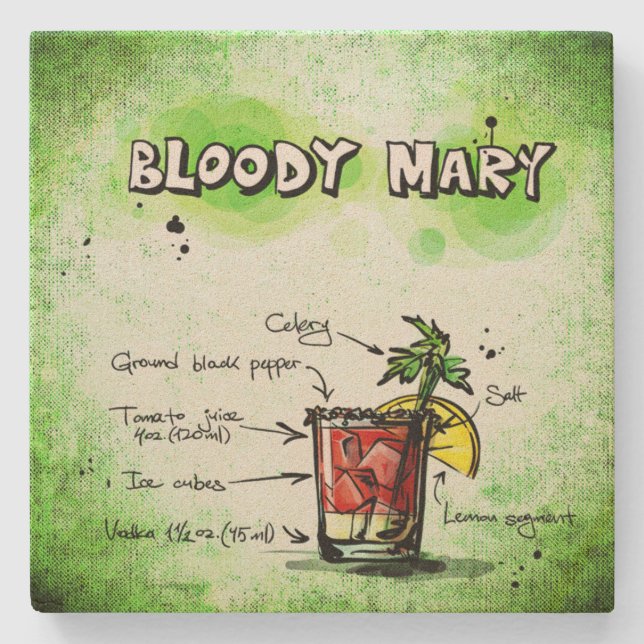 Bloody Mary Drink Recipe Stone Coaster (Front)