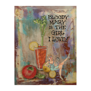 Bloody Mary Kitchen Bar Cocktail Wood Wall Art