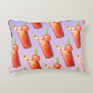 Bloody Mary Pattern: Surreal Tomato Repeat Art Accent Pillow