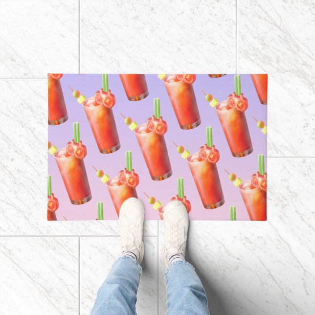 Bloody Mary Pattern: Surreal Tomato Repeat Art Doormat (Indoor)