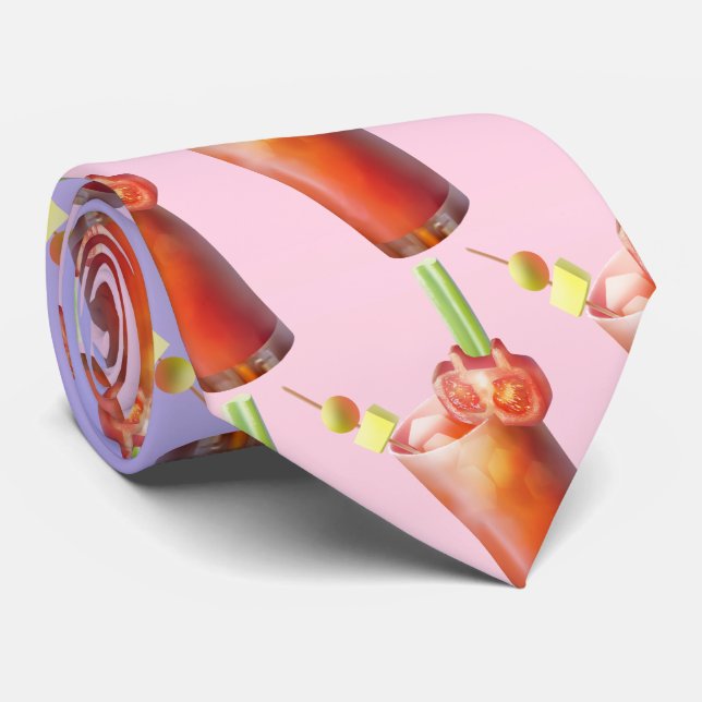 Bloody Mary Pattern: Surreal Tomato Repeat Art Tie (Rolled)