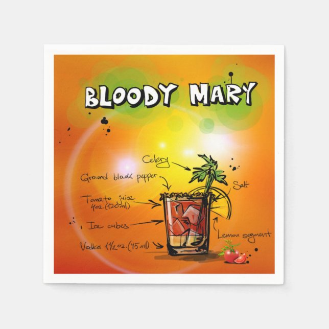 Bloody Mary-Tangerine Background Paper Napkin (Front)