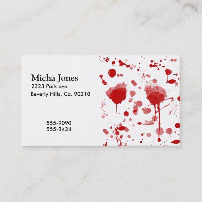 Bloody Mess Drips Splatters Custom Colour BG Business Card (Front)