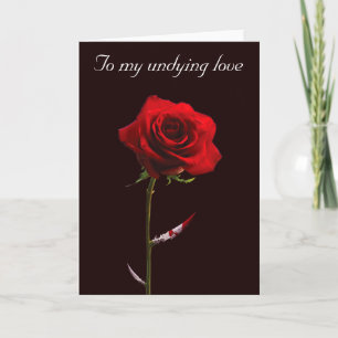 Bloody Red Rose Undying Love Customizable Holiday Card