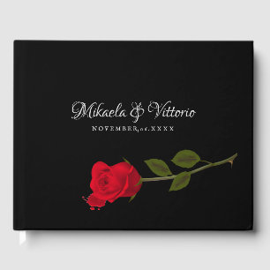Bloody Rose Elegant Black Gothic Wedding Guest Book
