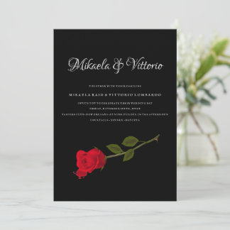 Bloody Rose elegant black Gothic wedding Invitation