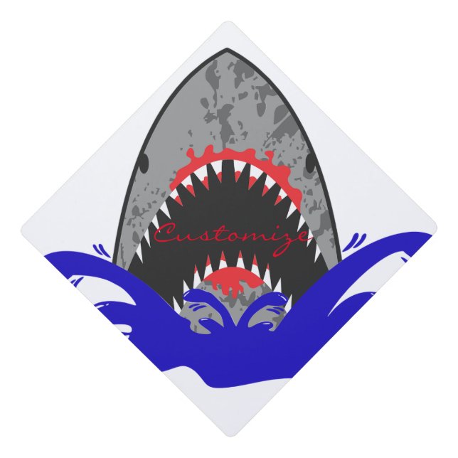 Bloody Shark Jaws Thunder_Cove Graduation Cap Topper (Front)