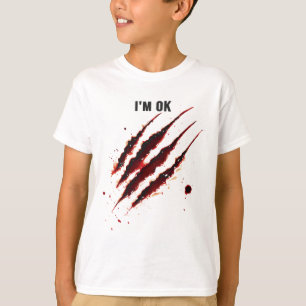 Bloody Shirt I'm Ok Blood Splatter Ripped Funny Ha