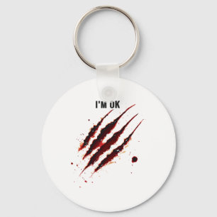 Bloody Shirt I'm Ok Blood Splatter Ripped Funny Ha Keychain