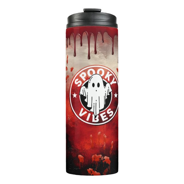 Bloody Spooky Vibes Ghost Thermal Tumbler (Front)