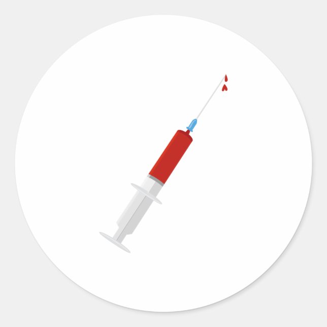 Bloody Syringe Classic Round Sticker (Front)