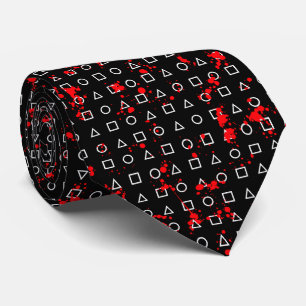 bloody triangle, square, and circle tie