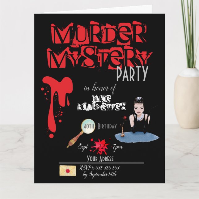 Bloody WhoDunIt Escape room   Invitation Postcard (Front)
