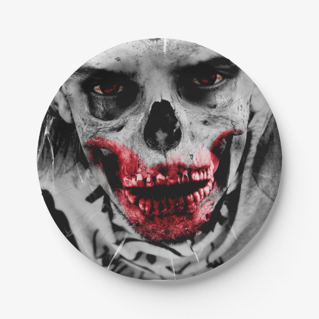 Bloody Zombie Apocalypse Party Paper Cake Plate (Front)
