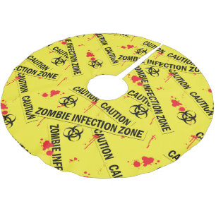 Bloody Zombie Biohazard Warning Keep Out Horror Brushed Polyester Tree Skirt