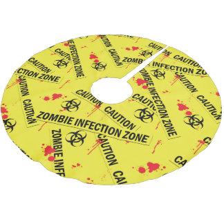 Bloody Zombie Biohazard Warning Keep Out Horror Brushed Polyester Tree Skirt