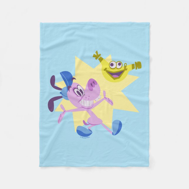 Bloofy and Pouchy Fleece Blanket (Front)