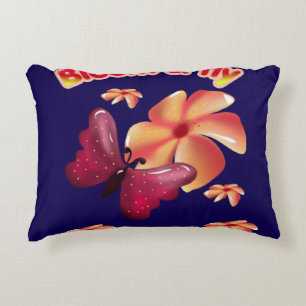 Bloom and Fly Butterfly Flower Aesthetic Cute Insp Accent Pillow