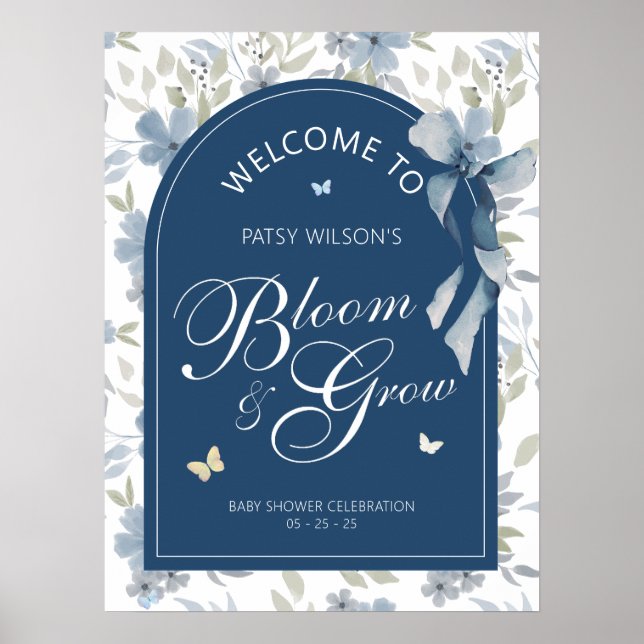 Bloom and Grow Baby Shower Welcome Sign (Front)