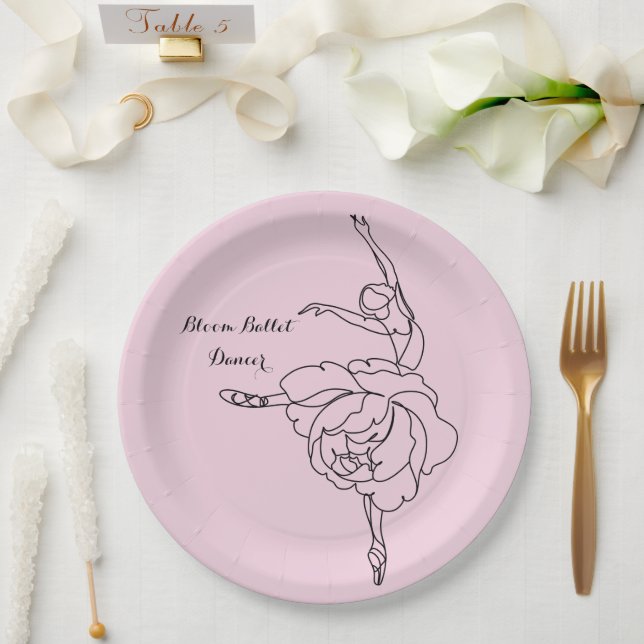 Bloom Ballet Dancer With Floral Touch Customized   Paper Plate (Wedding)