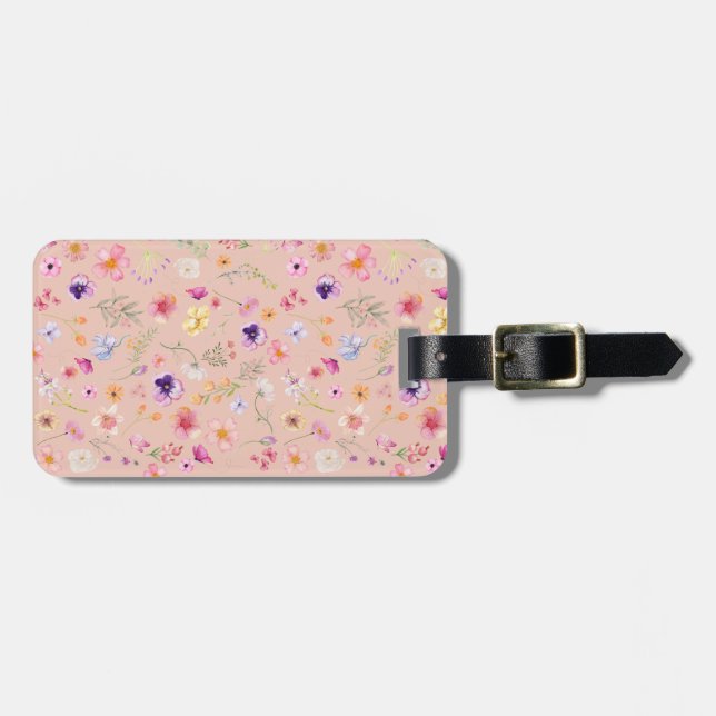 Bloom Bliss Luggage Tag - Peach Blush Charm   (Front Horizontal)