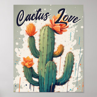 Bloom Cactus Love illustration Poster